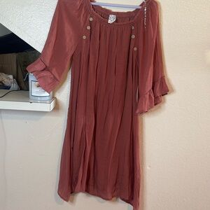 NAIF Dusty Rose Mini Dress with Button Accents